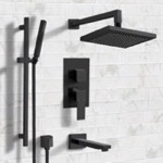 Remer TSR31 Matte Black Tub and Shower Faucet Set with Handheld, Rain Shower Head
